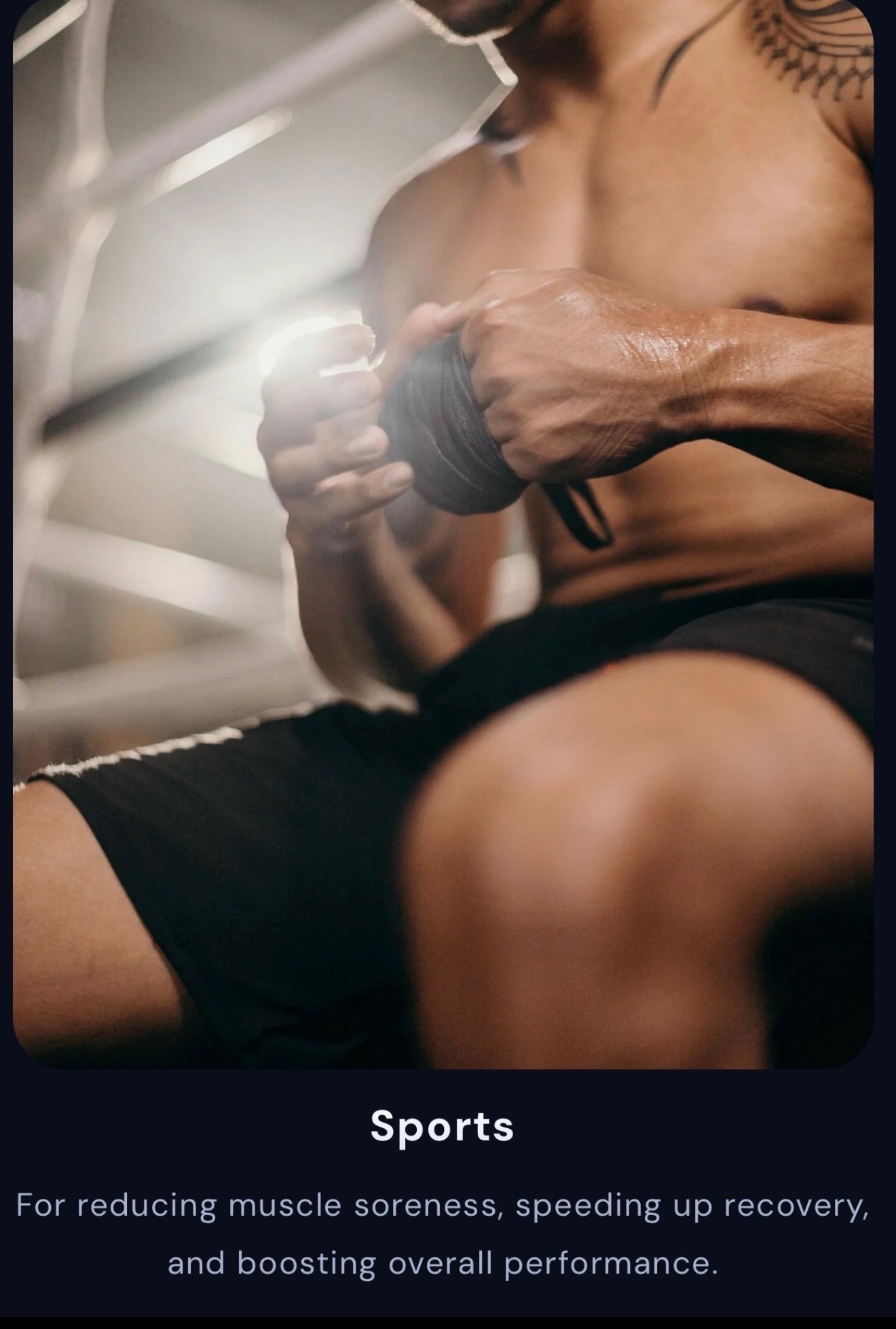Athlete wrapping their hands during training before a sports recovery cryotherapy session